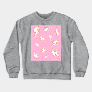 Sketchy Orange and White Lightning Bolts on Pink Crewneck Sweatshirt